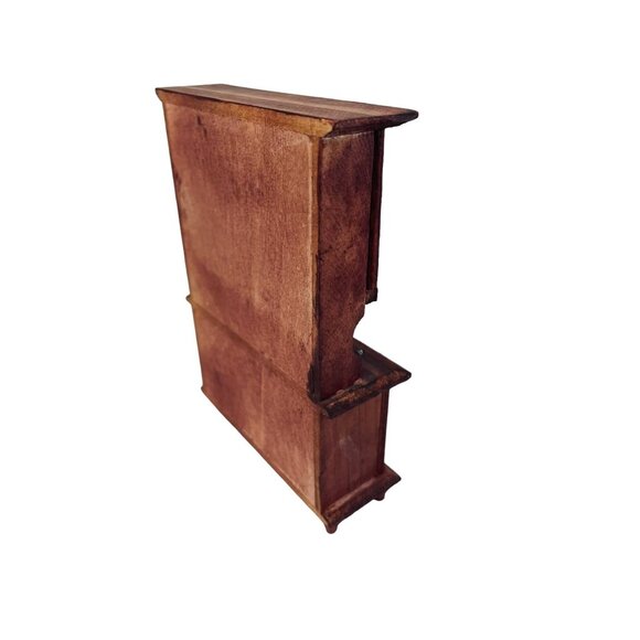 Vintage Handmade Miniature Kitchen Cabinet Chest Primitive Doll House 4"x 5.5" - Picture 3 of 16